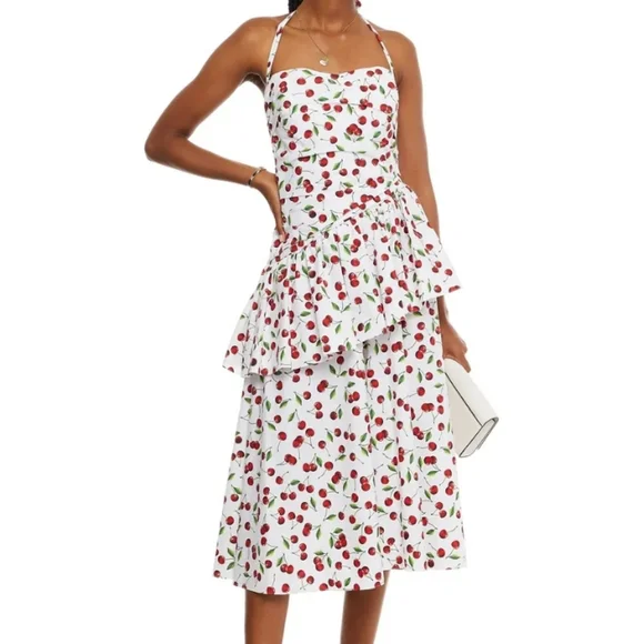 Michael Kors | Dresses | Nwt 0 Cotton Ruffled Cherry Print